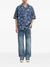 Evisu Patchwork Panel Jeans In Blue