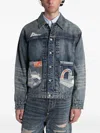Evisu Patchwork Seagull Denim Jacket In Blue
