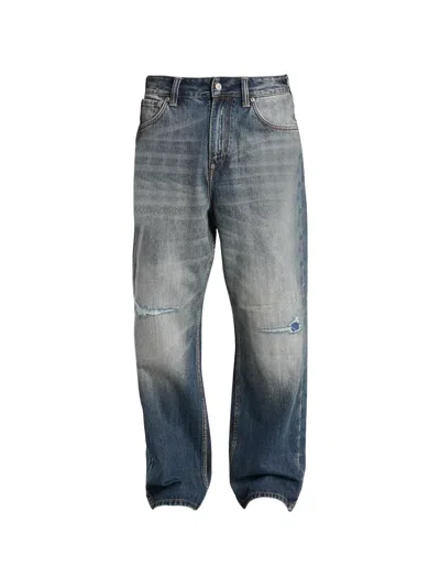 Evisu Pink Daicock Distressed Jeans In Blue