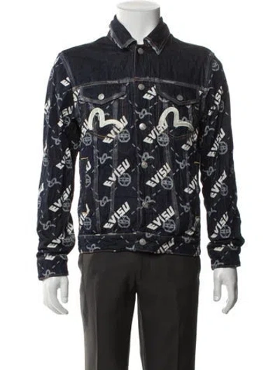 Pre-owned Evisu Printed Denim Jacket In Blue