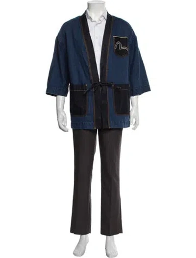 Pre-owned Evisu Printed Overcoat W/ Tags In Blue