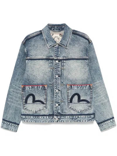 Evisu Seagull Appliqué Embroidery Jacket In Blau