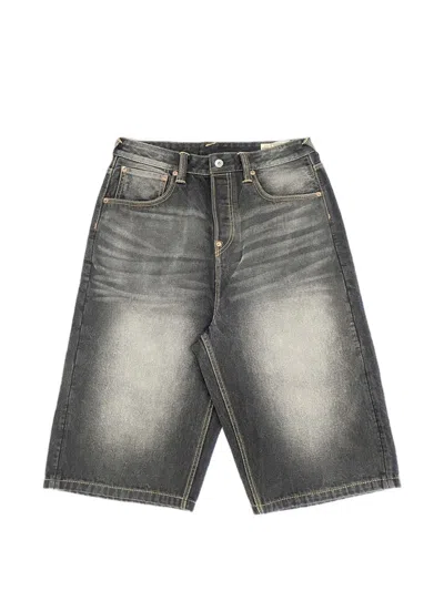 Evisu Seagull Embroidery Denim Shorts In Gray