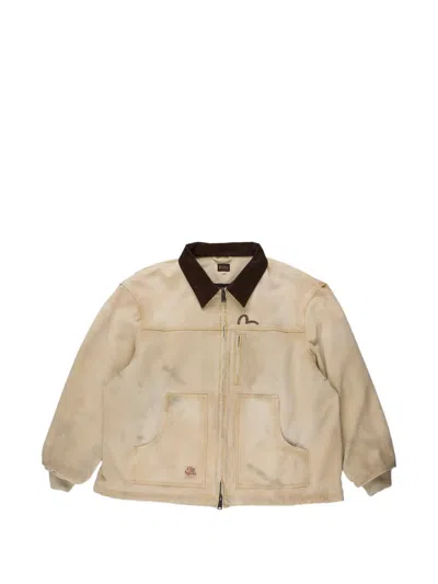 Evisu Seagull Graphic-print Corduroy-collar Jacket In Neutral