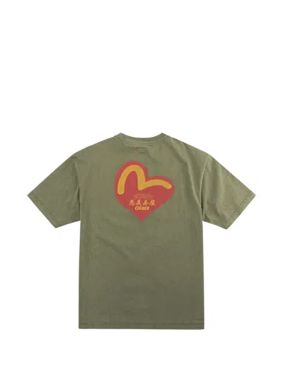 Evisu Seagull In Heart Cotton T-shirt In Green