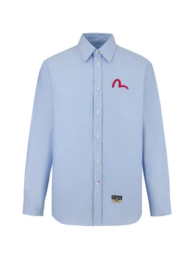 Evisu Seagull Logo-embroidered Button-down Shirt In Blue