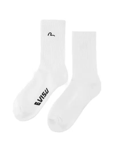 Evisu Seagull Logo-embroidered Socks In White