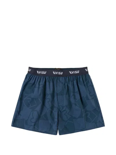 Evisu Seagull Monogram-print Boxer Shorts In Blue