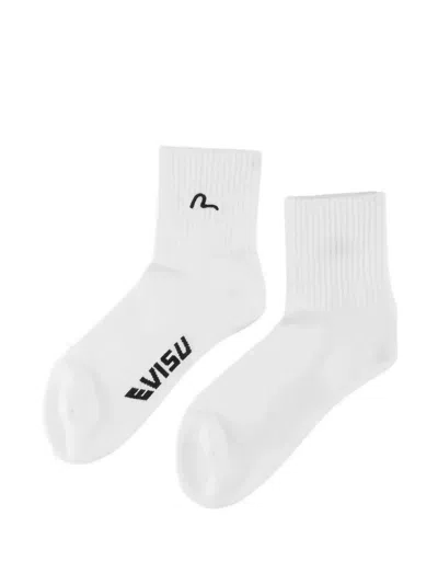 Evisu Seagull-embroidered Logo-print Socks In White