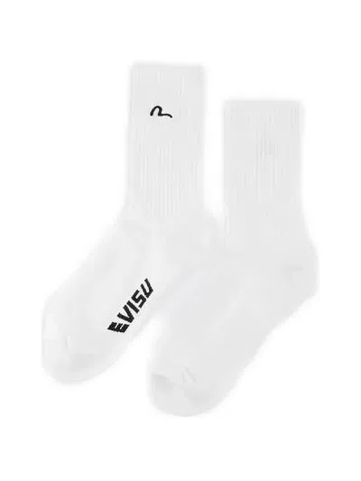 Evisu Seagull-embroidered Socks In White