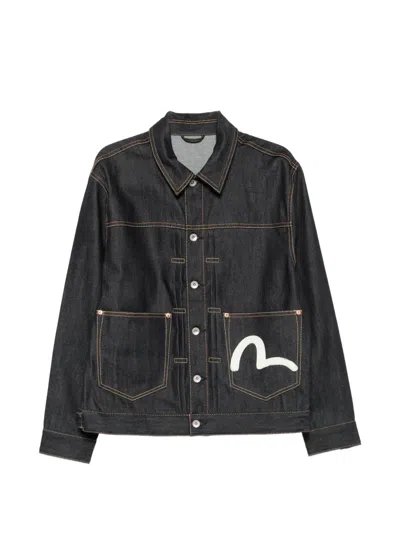 Evisu Seagull-motif Denim Jacket In Blue