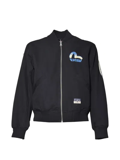Evisu Seagull-print Bomber Jacket In Black