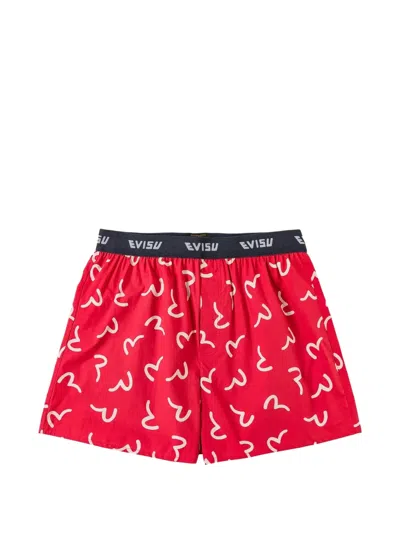 Evisu Seagull-print Boxers In Red