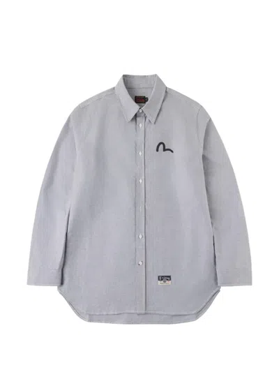 Evisu Seagull-print Button-down Shirt In Gray