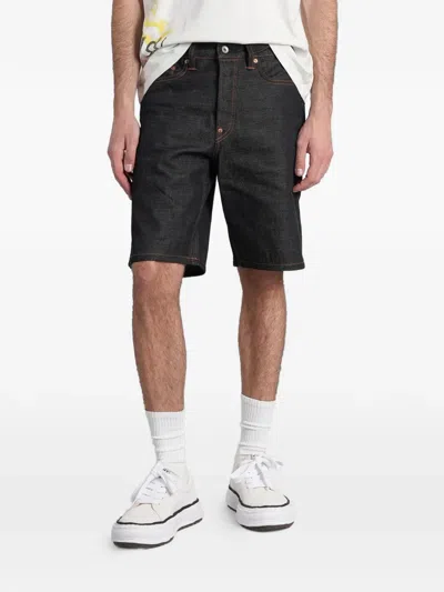 Evisu Seagull-print Denim Shorts In Black