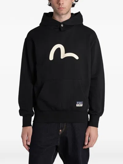 Evisu Seagull-print Hoodie In Black
