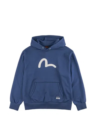 Evisu Seagull-print Hoodie In Blue