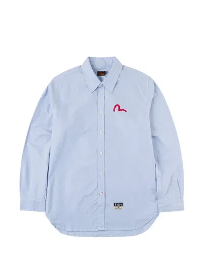 Evisu Seagull-print Oxford Shirt In Blue