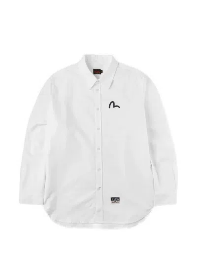 Evisu Seagull-print Oxford Shirt In White