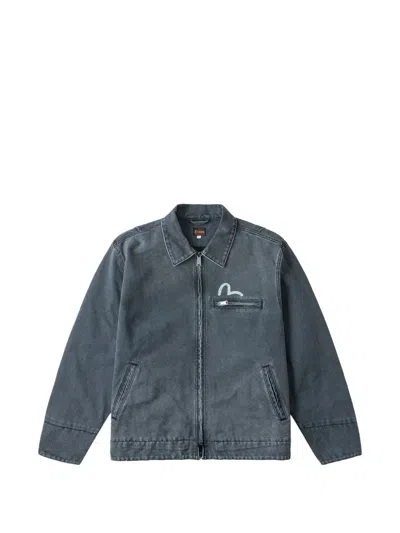 Evisu Seagull-print Rose-embroidered Jacket In Blue
