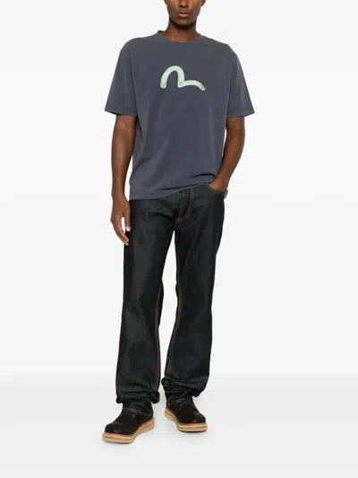 Evisu Seagull-print T-shirt In Gray