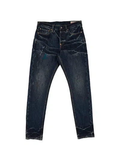 Evisu Seagull-print Whiskered Jeans In Blue