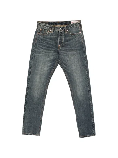 Evisu Seagull-print Whiskered Jeans In Blue