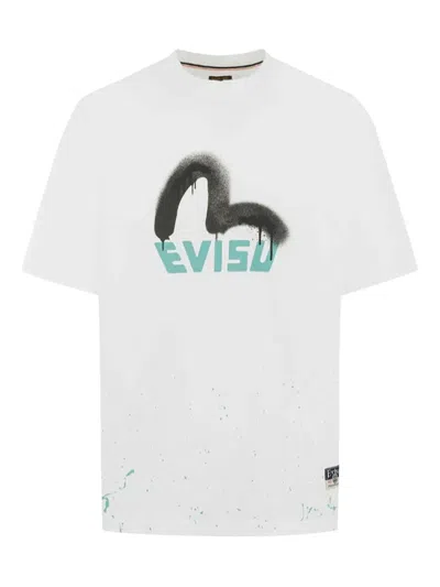 Evisu Spray-paint T-shirt In White