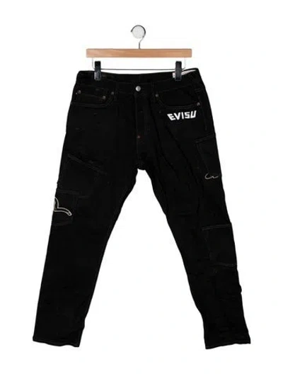 Pre-owned Evisu Straight-leg Jeans In Black
