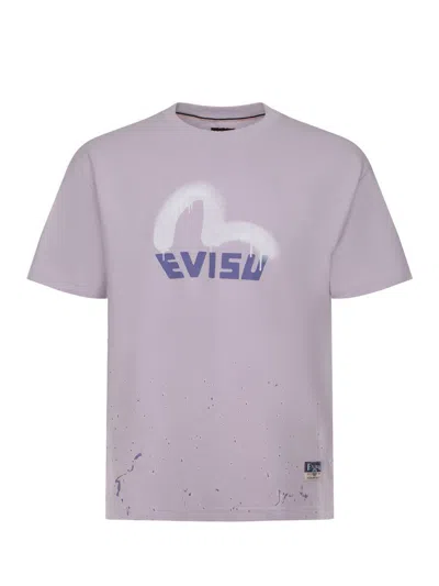 Evisu Spray-print Logo T-shirt In Purple