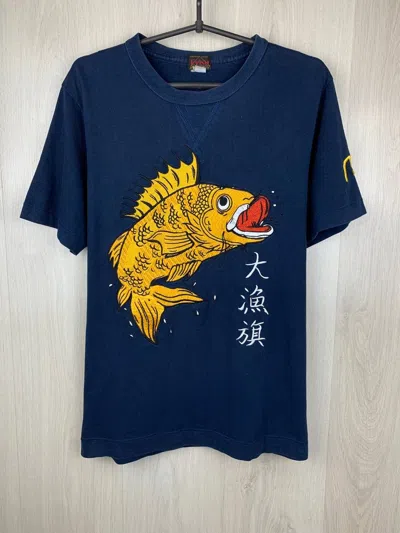 Pre-owned Evisu Vintage  Koi T Shirt In Blue