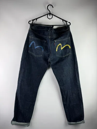 Pre-owned Evisu Vintage  Selvedge Denim Jeans Japan 32x35 In Blue