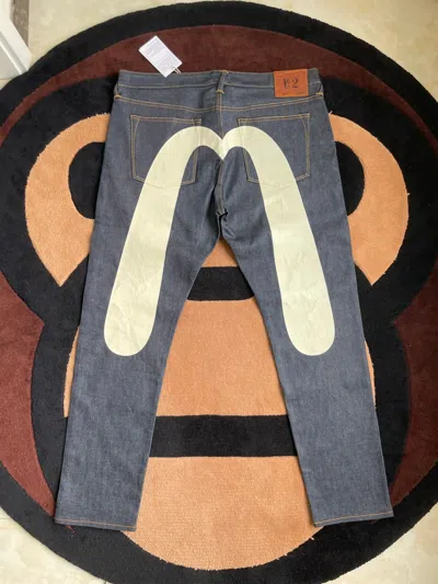 Pre-owned Evisu White Daicock Style Jeans！size：38x34 In Black Blue