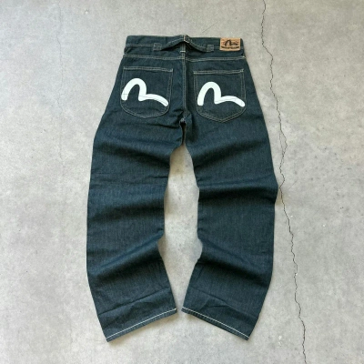 Pre-owned Evisu X Jnco Crazy Vintage Y2k Evisu Jeans Baggy Wide Leg Jnco Grunge In Navy
