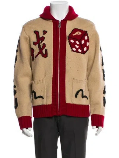 Pre-owned Evisu X Palace Wool Graphic Print Cardigan In Multi