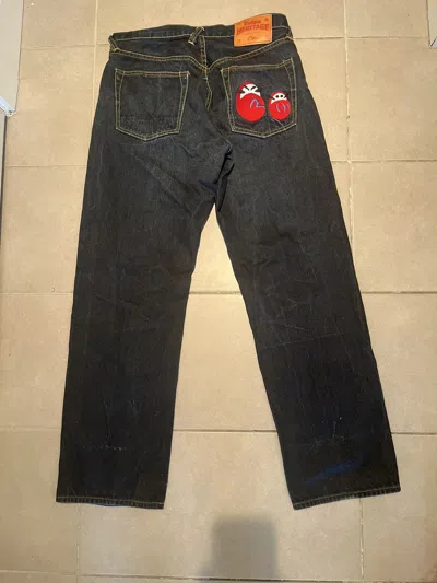 Pre-owned Evisu X Vintage Crazy Vintage Evisu Baggy Embroidered Japanese Denim Jeans In Blue