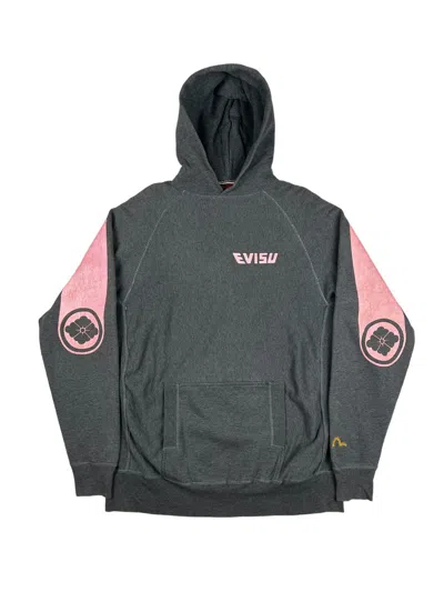 Pre-owned Evisu X Vintage Evisu Big Logo Pink On Grey Hoodie