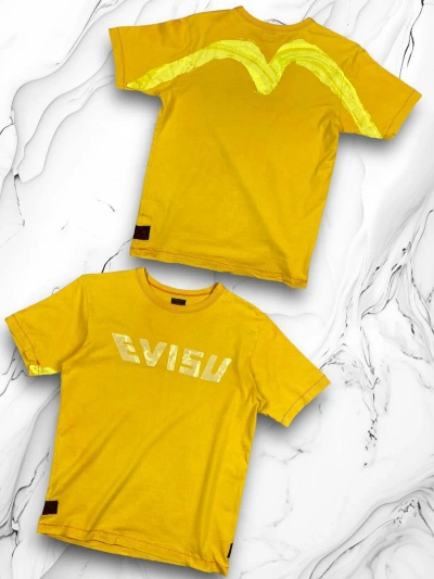 Pre-owned Evisu X Vintage Evisu Big Logo Tee T Shirt Size S In Yellow