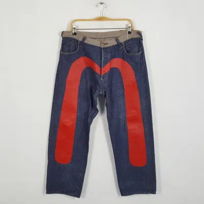 Pre-owned Evisu X Vintage Evisu Daicock Custom Style Jeans In Blue Jean