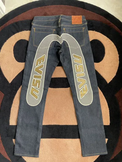 Pre-owned Evisu X Vintage Evisu Daicock Style Jeans Size：32x34 In Black Blue