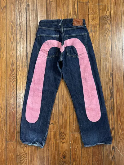 Pre-owned Evisu X Vintage Evisu Diacock Jeans Pink Y2k Baggy Denim! In Blue