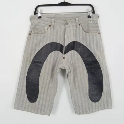 Pre-owned Evisu X Vintage Evisu Streetwear Custom Daicock Short Jeans In Grey