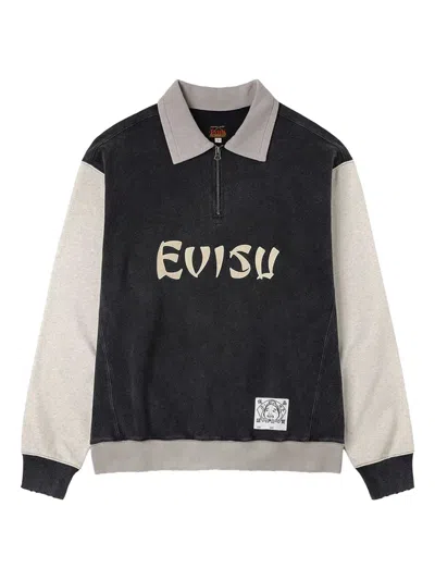 Evisu Zip-up Logo Polo Shirt In Multi