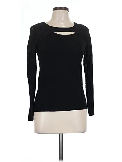 Pre-owned Evolution By Cyrus Long Sleeve Top Black Keyhole Neckline Tops