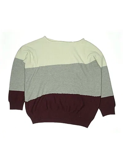 Pre-owned Evolution By Cyrus Long Sleeve Top Burgundy Crew Neck Tops