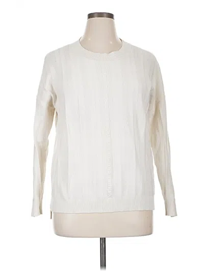 Pre-owned Evolution By Cyrus Long Sleeve Top Ivory Crew Neck Tops