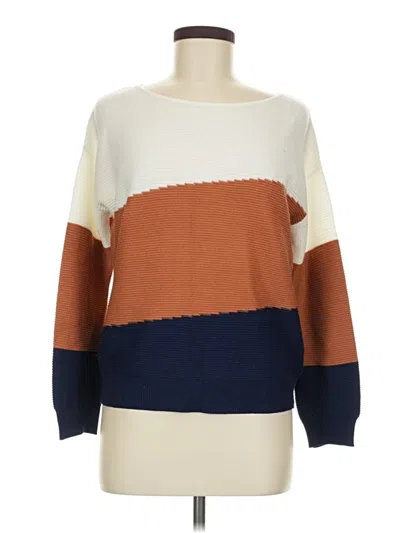 Pre-owned Evolution By Cyrus Long Sleeve Top Orange Boatneck Tops