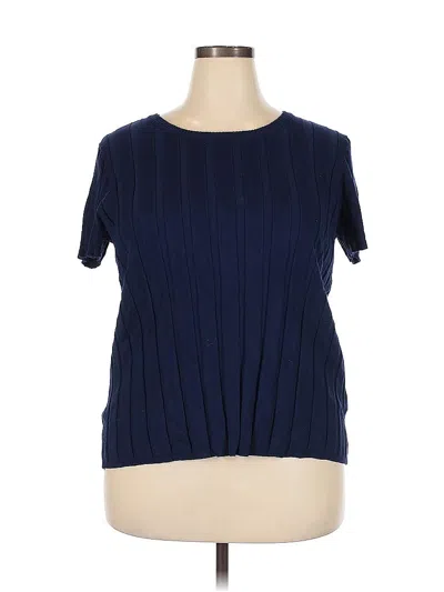 Pre-owned Evolution By Cyrus Short Sleeve Top Blue Crew Neck Tops