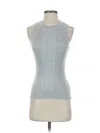 Evolution By Cyrus Sleeveless Top Silver Halter Neckline Tops In Silver