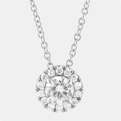 Pre-owned Evolve 0.45ct 14k White Gold Lab Grown Diamond Halo Pendant